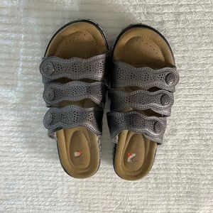 Pierre Dumas Pewter Slide Sandals